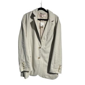 Free People NWT Reggie Pinstripe Blazer Size Large Oversized Tailored Jacket